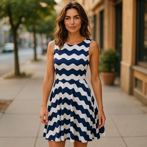 MIA Modcloth Blue and White Striped Dress NWT SZ 2 - Picture 1 of 10